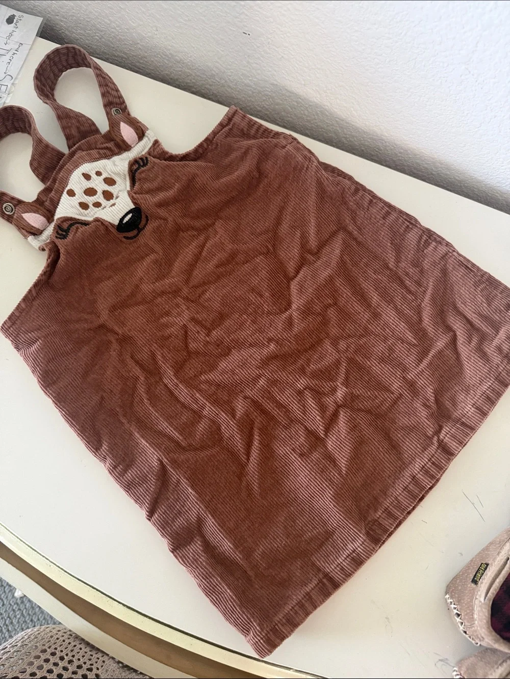 The Children's Place Brown and Dusty Rose Corduroy Deer Suspenders